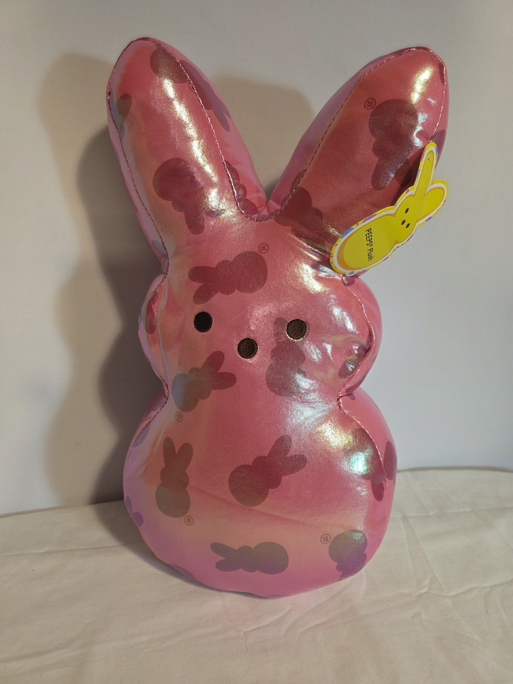 Dandee 15” Peeps Shiny Metallic Pink Bunny Easter Plush Pillow New W/ Tags RARE